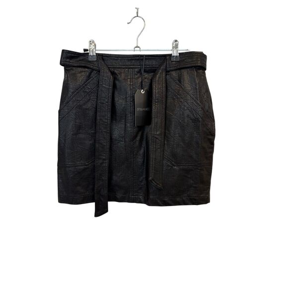 Stella Luce Black Vegan Leather Skirt - Picture 1 of 10